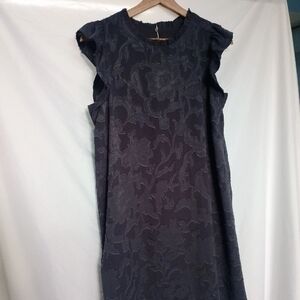 LOFT Charcoal Floral Mini Dress